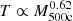 $ T \propto M_{\mathrm{500c}}^{0.62} $
