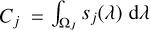 $C_j=\int_{\Omega_{J}}^{} s_j(\lambda)\;\mathrm{d}\lambda$