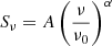 $$ \begin{aligned} S_{\nu } = A \left(\frac{\nu }{\nu _{0}}\right)^{\alpha } \end{aligned} $$