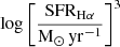 $ \log\left[\frac{\mathrm{SFR_{H\alpha}}}{\mathrm{M_{\odot} \, \mathrm{yr}^{-1}}}\right]^3 $