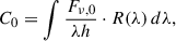 $$ \begin{aligned} C_{0} = \int \frac{F_{\nu ,0}}{\lambda h} \cdot R(\lambda ) \, d\lambda , \end{aligned} $$