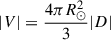 $ |V|=\frac{4\pi R_\odot^2}{3}|D| $