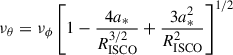 $$ \begin{aligned} \nu _\theta = \nu _\phi \left[1-\frac{4a_*}{R_{\rm ISCO}^{3/2}}+\frac{3a_*^2}{R_{\rm ISCO}^2}\right]^{1/2} \end{aligned} $$
