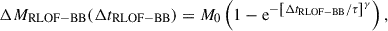 $$ \begin{aligned} \Delta M_{\rm RLOF-BB}(\Delta t_{\rm RLOF-BB}) = M_0\left(1-\mathrm{e} ^{-\left[{\Delta t_{\rm RLOF-BB}}/{\tau }\right]^\gamma }\right), \end{aligned} $$
