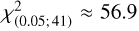 $\[\chi_{(0.05; 41)}^{2} \approx 56.9\]$