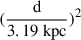 $ (\frac{\mathrm{d}}{3.19 \text{ kpc}})^2 $