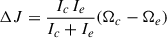 $ \Delta J = \frac{I_c\,I_e}{I_c+I_e} (\Omega_c-\Omega_e) $