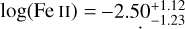$\log (\mathrm{Fe \ II}) = -2.50_{-1.23}^{+1.12}$