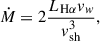 $$ \begin{aligned} \dot{M} = 2 \frac{L_{\rm {H}\alpha } v_w}{v_{\rm {sh}}^3}, \end{aligned} $$