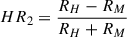Mathematical equation: $ {HR_2 = \frac{R_H - R_M}{R_H + R_M}} $