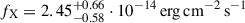 Mathematical equation: $ f_{\mathrm{X}} = 2.45^{+0.66}_{-0.58}\cdot10^{-14}\,\rm{erg\,cm^{-2}\,s^{-1}} $