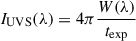 $ I_\mathrm{{UVS}}(\lambda) = 4\pi \frac{W(\lambda)}{t_{\exp}} $
