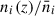 Mathematical equation: $ n_i(z)/\bar{n}_i $