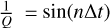 Mathematical equation: $\frac{1}{Q}= \sin (n \Delta t)$