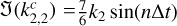Mathematical equation: $\mathfrak{J}\left(k_{2,2}^{c}\right)= \frac{7}{6} k_{2} \sin (n \Delta t)$