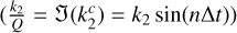 Mathematical equation: $\left(\frac{k_{2}}{Q}=\mathfrak{I}\left(k_{2}^{c}\right)=k_{2} \sin (n \Delta t)\right)$