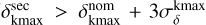 Mathematical equation: $\[\left(\delta_{\mathrm{kmax}}^{\mathrm{sec}}>\delta_{\mathrm{kmax}}^{\mathrm{nom}}+3 \sigma_{\delta}^{\mathrm{kmax}}\right)\]$