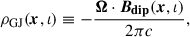Mathematical equation: $$ \begin{aligned} \rho _\mathrm{GJ} (\boldsymbol{x},\iota ) \equiv - \frac{\boldsymbol{\Omega } \cdot \boldsymbol{B_\mathrm{dip} }(\boldsymbol{x},\iota )}{2 \pi c}, \end{aligned} $$