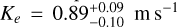 Mathematical equation: $K_e=0.89_{-0.10}^{+0.09}~\mathrm{m\,s^{-1}}$