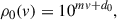 Mathematical equation: $$ \begin{aligned} \rho _0(v) = 10^{mv+d_0} , \end{aligned} $$