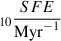 Mathematical equation: $ _{10}\frac{SFE}{\mathrm{{Myr}^{-1}}} $