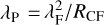 Mathematical equation: $\lambda_{\rm P}= \lambda_{\rm F}^2/R_{\rm CF}$
