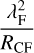 Mathematical equation: $\displaystyle \frac{\lambda_{\rm F}^2}{R_{\rm CF}}$