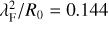 Mathematical equation: $\lambda_{\rm F}^2/R_0 = 0.144$