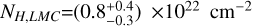 Mathematical equation: ${N_{H,LMC}} = \left( {0.8_{ - 0.3}^{ + 0.4}} \right) \times {10^{22}}{\rm{c}}{{\rm{m}}^{ - 2}}$