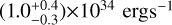 Mathematical equation: $\left( {1.0_{ - 0.3}^{ + 0.4}} \right) \times {10^{34}}{\rm{erg}}\,{{\rm{s}}^{ - 1}}$