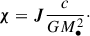 Mathematical equation: $$ \begin{aligned} \boldsymbol{\chi }=\boldsymbol{J}\frac{c}{GM_{\bullet }^{2}}\cdot \end{aligned} $$