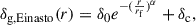 Mathematical equation: $$ \begin{aligned} \delta _{\rm g,Einasto}(r) = \delta _{0} e^{-(\frac{r}{r_{\rm f}})^{\alpha }}+\delta _{\rm c}, \end{aligned} $$