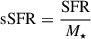 Mathematical equation: $ \mathrm{sSFR} = \frac{\mathrm{SFR}}{M_\star} $