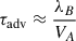 Mathematical equation: $ \tau_{\mathrm{adv}} \approx \frac{\lambda_B}{V_A} $