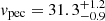 Mathematical equation: $ v_{\mathrm{pec}}=31.3^{+1.2}_{-0.9} $
