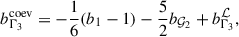 Mathematical equation: $$ \begin{aligned} b_{\Gamma _3}^\mathrm{{coev}} = -\frac{1}{6}(b_1 -1) - \frac{5}{2} b_{\mathcal{G} _2} + b_{{\Gamma _3}}^{\mathcal{L} }, \end{aligned} $$