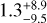 Mathematical equation: $\[1.3_{-9.5}^{+8.9}\]$