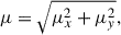 Mathematical equation: $$ \begin{aligned}&\mu = \sqrt{\mu _{x}^{2} + \mu _{y}^{2}}, \end{aligned} $$