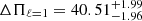 Mathematical equation: $ \Delta \Pi_{\ell=1} = 40.51^{+1.99}_{-1.96} $
