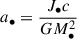 Mathematical equation: $ a_{\bullet } = \frac{J_{\bullet } c}{G M_{\bullet }^2} $