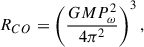 Mathematical equation: $$ \begin{aligned} R_{CO} = \left( \frac{GMP_{\omega }^{2}}{4 \pi ^{2}} \right)^{3}, \end{aligned} $$