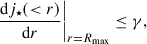 Mathematical equation: $$ \begin{aligned} \left. \frac{\mathrm{d} j_{\star }( < r)}{\mathrm{d} r} \right|_{r=R_{\rm {max}}} \le {\gamma }, \end{aligned} $$