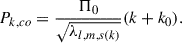 Mathematical equation: $$ \begin{aligned} P_{k,co} = \frac{\Pi _0}{\sqrt{\lambda _{l,m,s(k)}}}(k + k_0). \end{aligned} $$