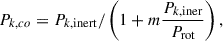 Mathematical equation: $$ \begin{aligned} P_{k,co} = P_{k,\mathrm{inert}}/\left(1+m \frac{P_{k,\mathrm{iner}}}{P_{\rm rot}}\right), \end{aligned} $$