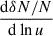 Mathematical equation: $ \frac{\mathrm{d}\delta N/N}{\mathrm{d}\ln u} $