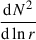 Mathematical equation: $ \frac{\mathrm{d}N^2}{\mathrm{d}\ln r} $