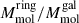 Mathematical equation: $ M_{\mathrm{mol}}^{\mathrm{ring}}/M_{\mathrm{mol}}^{\mathrm{gal}} $