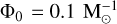 Mathematical equation: ${{\rm{\Phi }}_0} = 0.1{\rm{ M}}_ \odot ^{ - 1}$