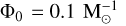 Mathematical equation: ${{\rm{\Phi }}_0} = 0.1{\rm{ M}}_ \odot ^{ - 1}$