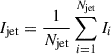 Mathematical equation: $$ \begin{aligned} I_{\rm jet}&= \frac{1}{N_{\rm jet}} \sum _{i = 1}^{N_{\rm jet}}I_i\end{aligned} $$